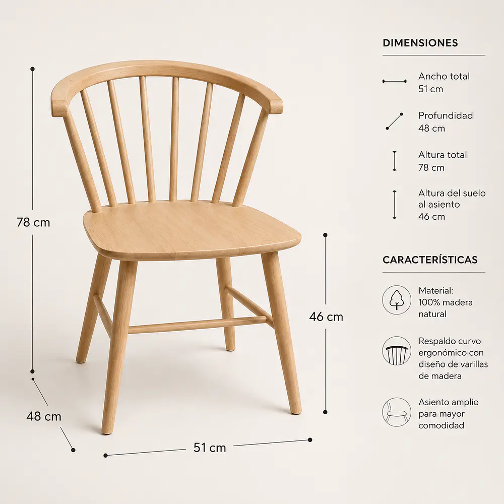 Pack de 2 Sillas Costa Madera Natural  6