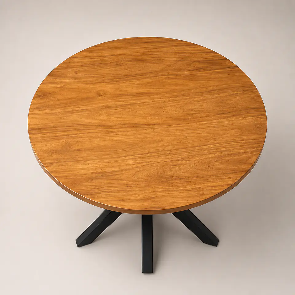 Mesa Redonda Rusti Ohmioh de Madera Base Negro 3