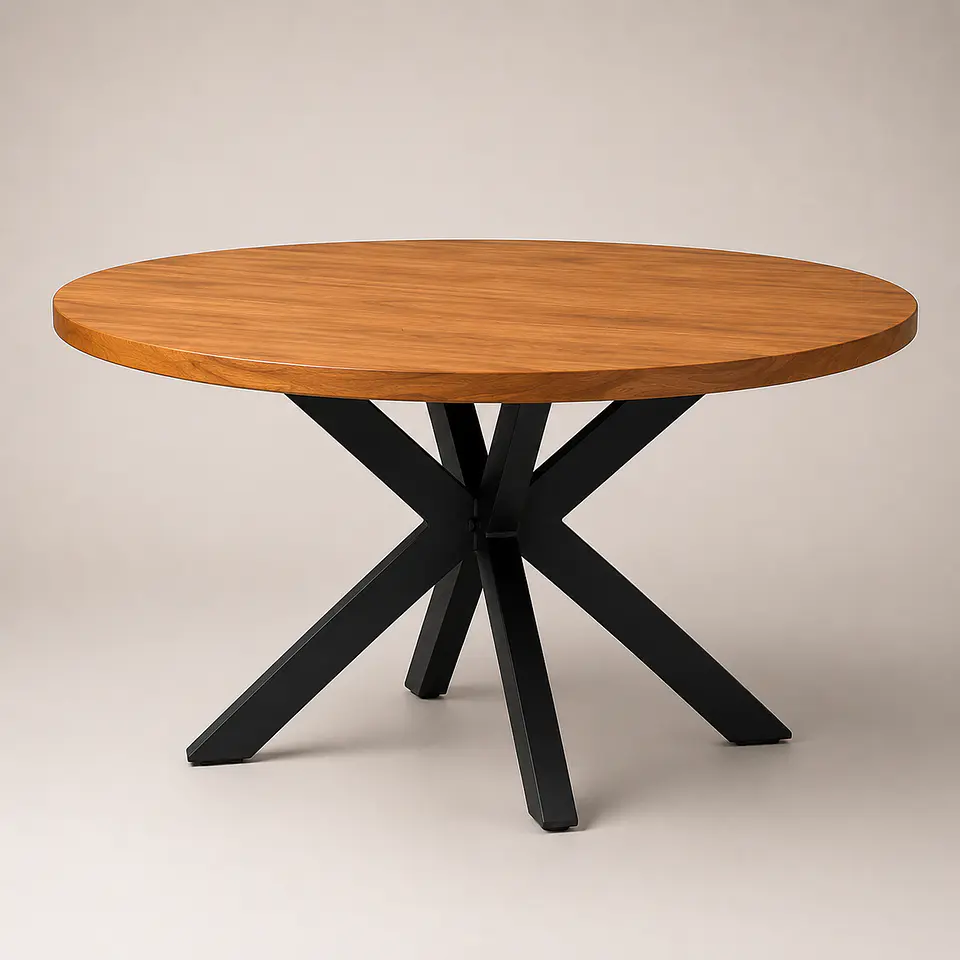 Mesa Redonda Rusti Ohmioh de Madera Base Negro 1