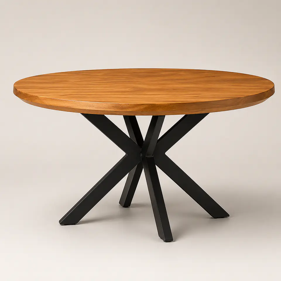 Mesa Redonda Rusti Ohmioh de Madera Base Negro 4