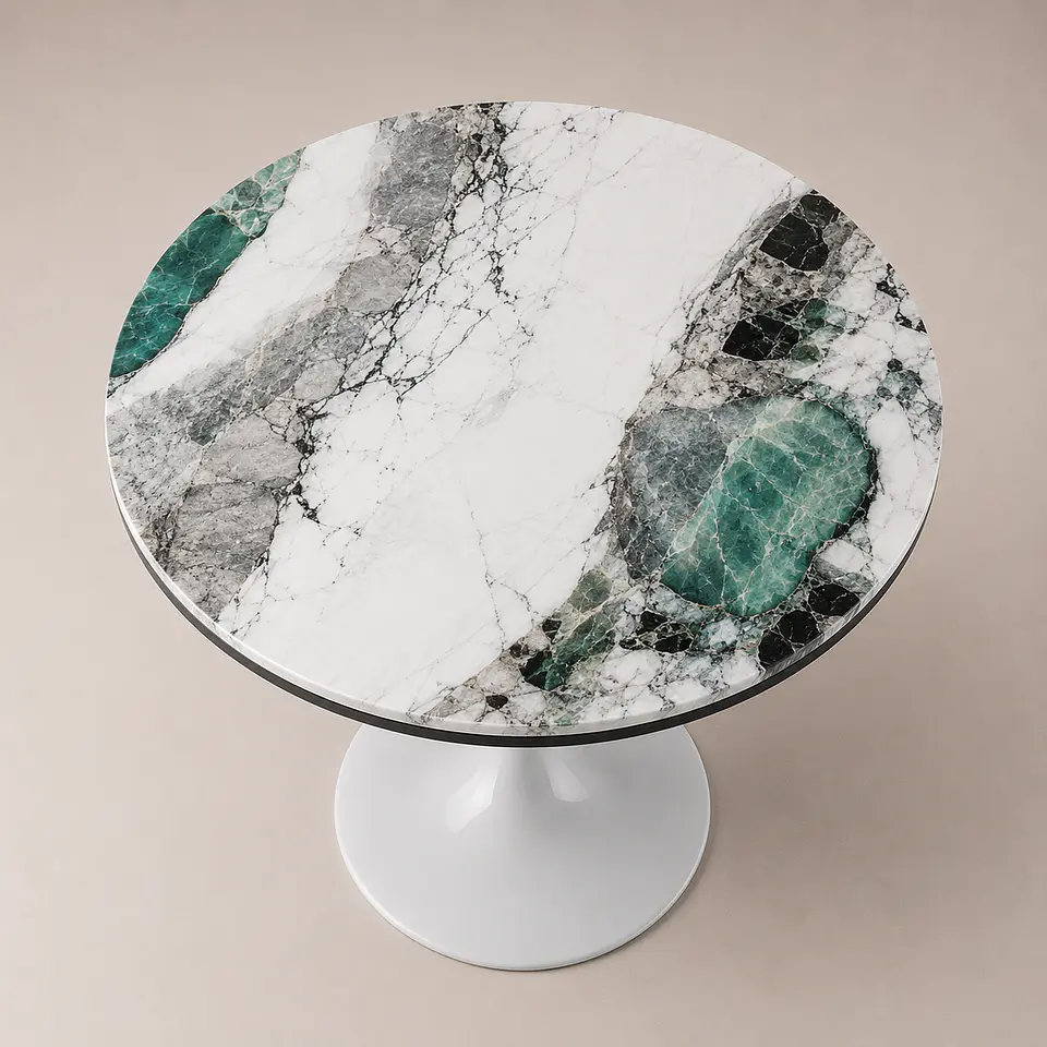Mesa Tulip Redonda de Cuarzo Calacatta Stone 3