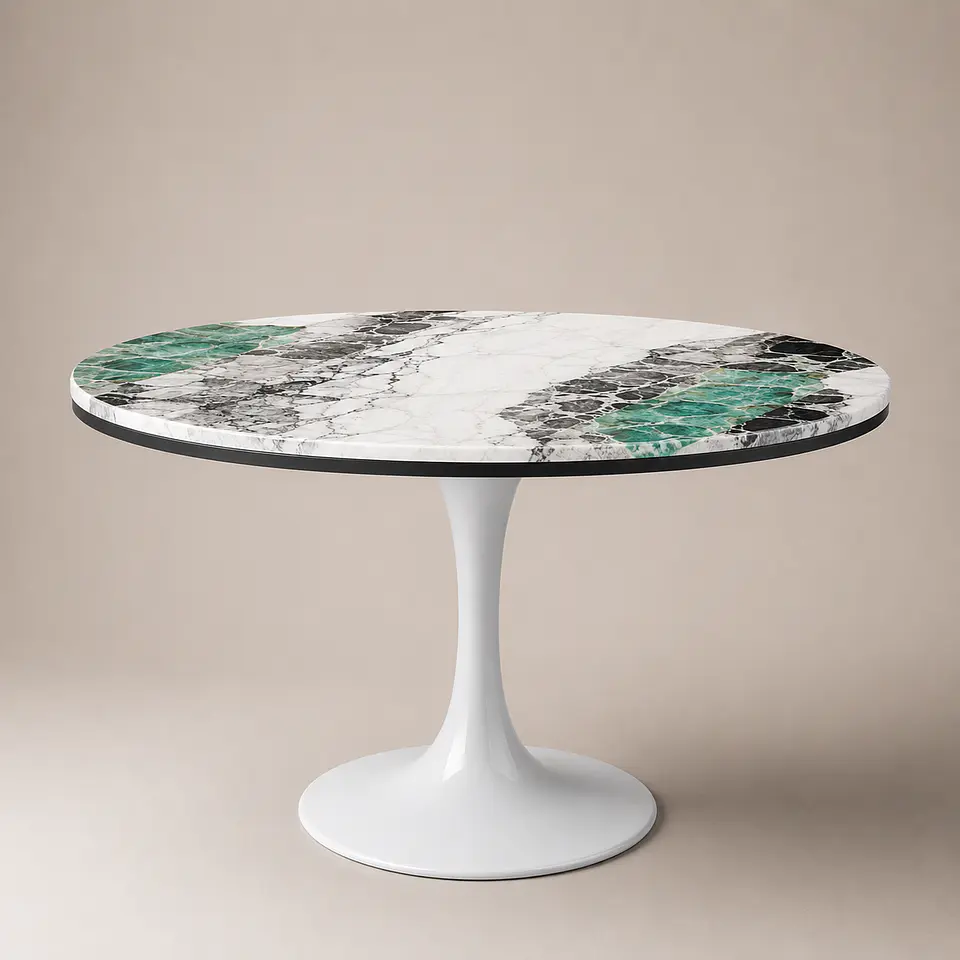 Mesa Tulip Redonda de Cuarzo Calacatta Stone 1