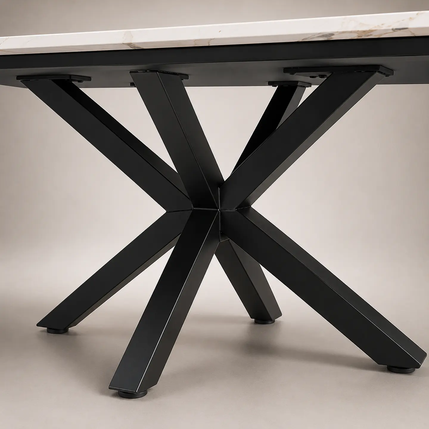 Mesa Ohmioh Rectangular de Cuarzo Calacatta Base Negro 3