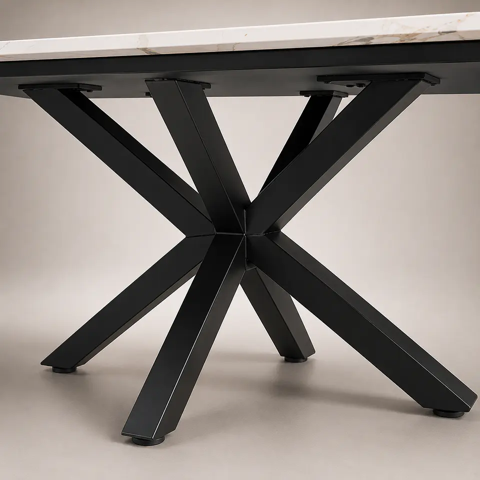 Mesa Ohmioh Rectangular de Cuarzo Calacatta Base Negro 3