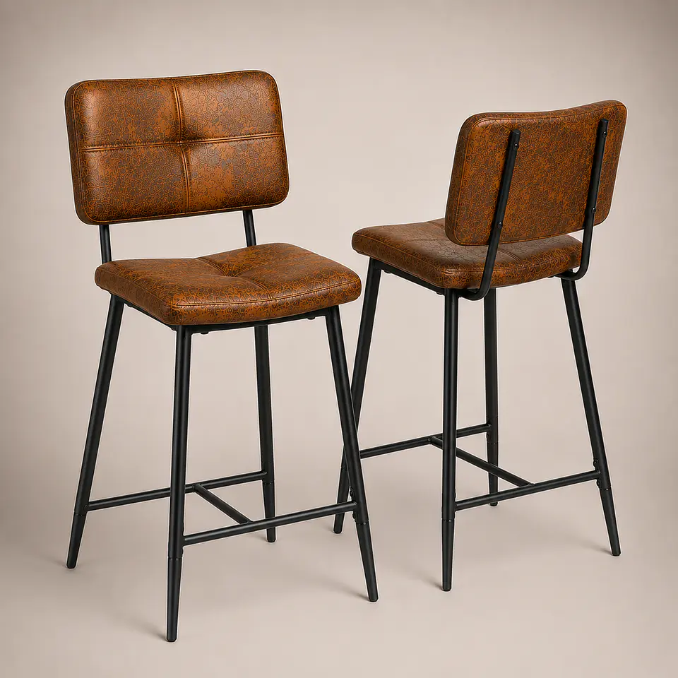 Taburete Vintage Industrial Ecocuero 65cm 12