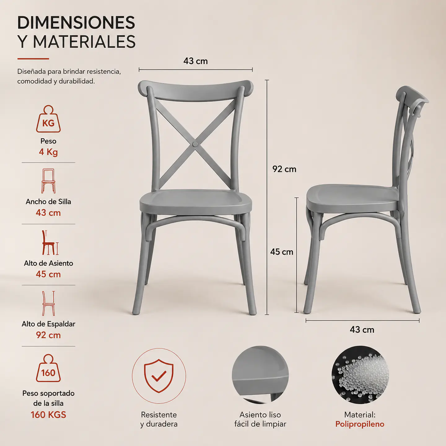Pack de 2 Sillas Crossback Basic  11