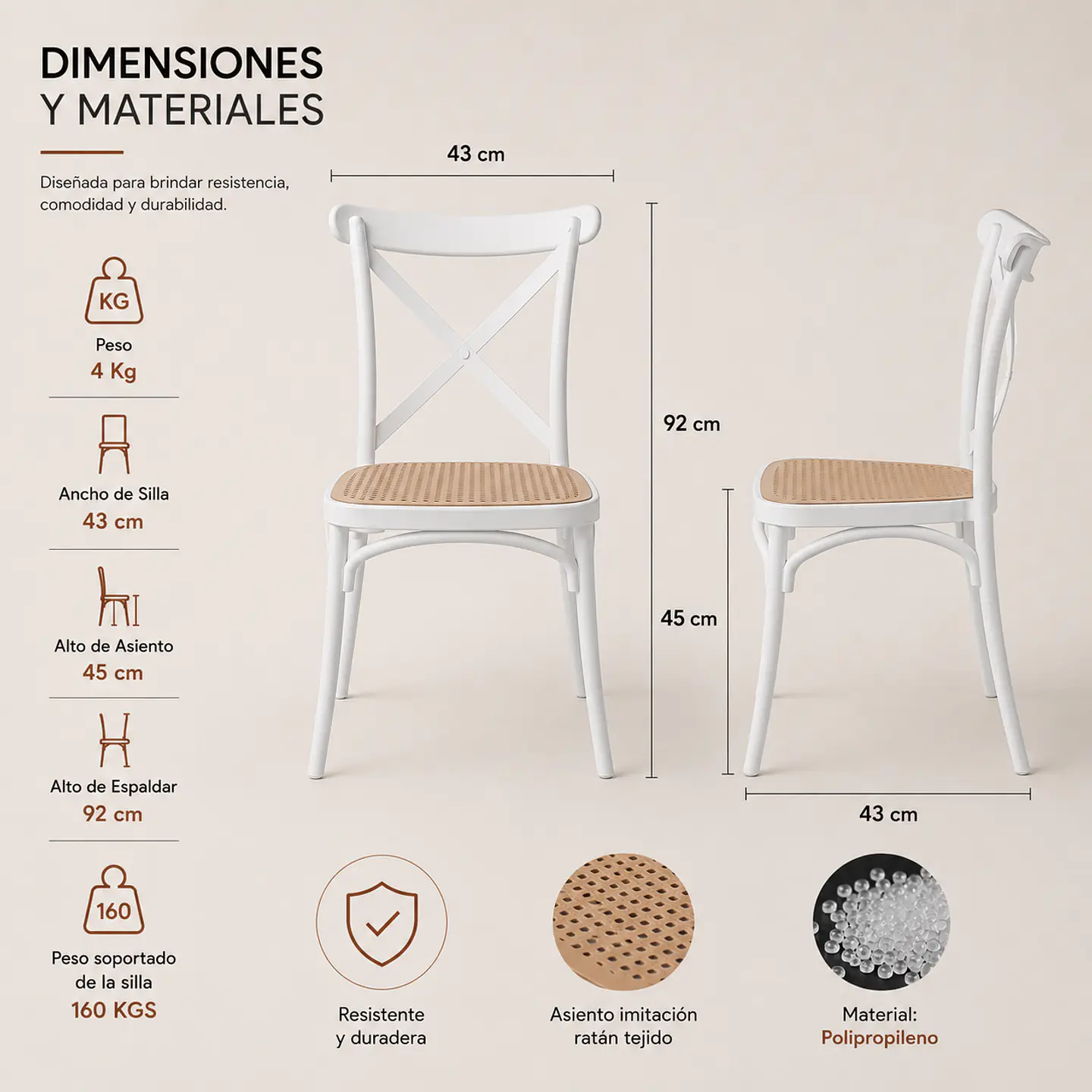 Pack de 2 Sillas Crossback Top  5
