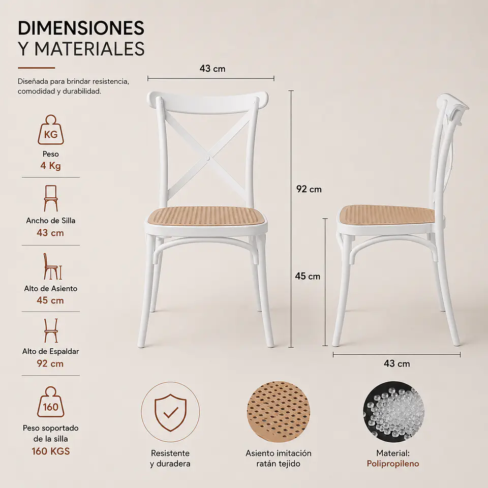 Pack de 2 Sillas Crossback Top  5