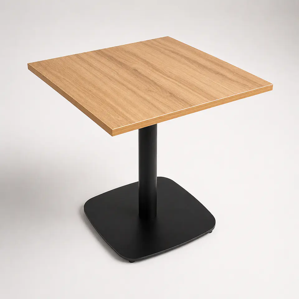Mesa Tulip Cuadrada 70x70cm Cubierta Natural Base Negro 3