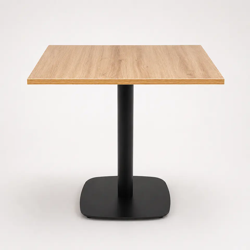 Mesa Tulip Cuadrada 70x70cm Cubierta Natural Base Negro 6