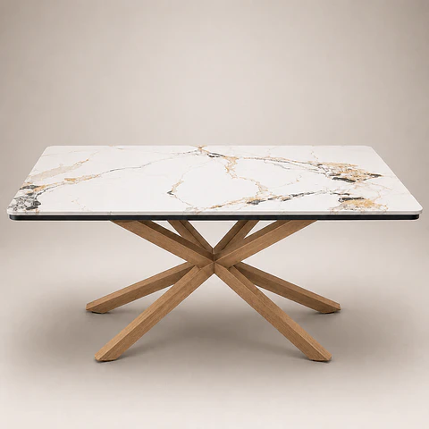 Mesa Ohmioh Rectangular de Cuarzo Calacatta Oak