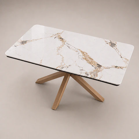 Mesa Ohmioh Rectangular de Cuarzo Calacatta Oak