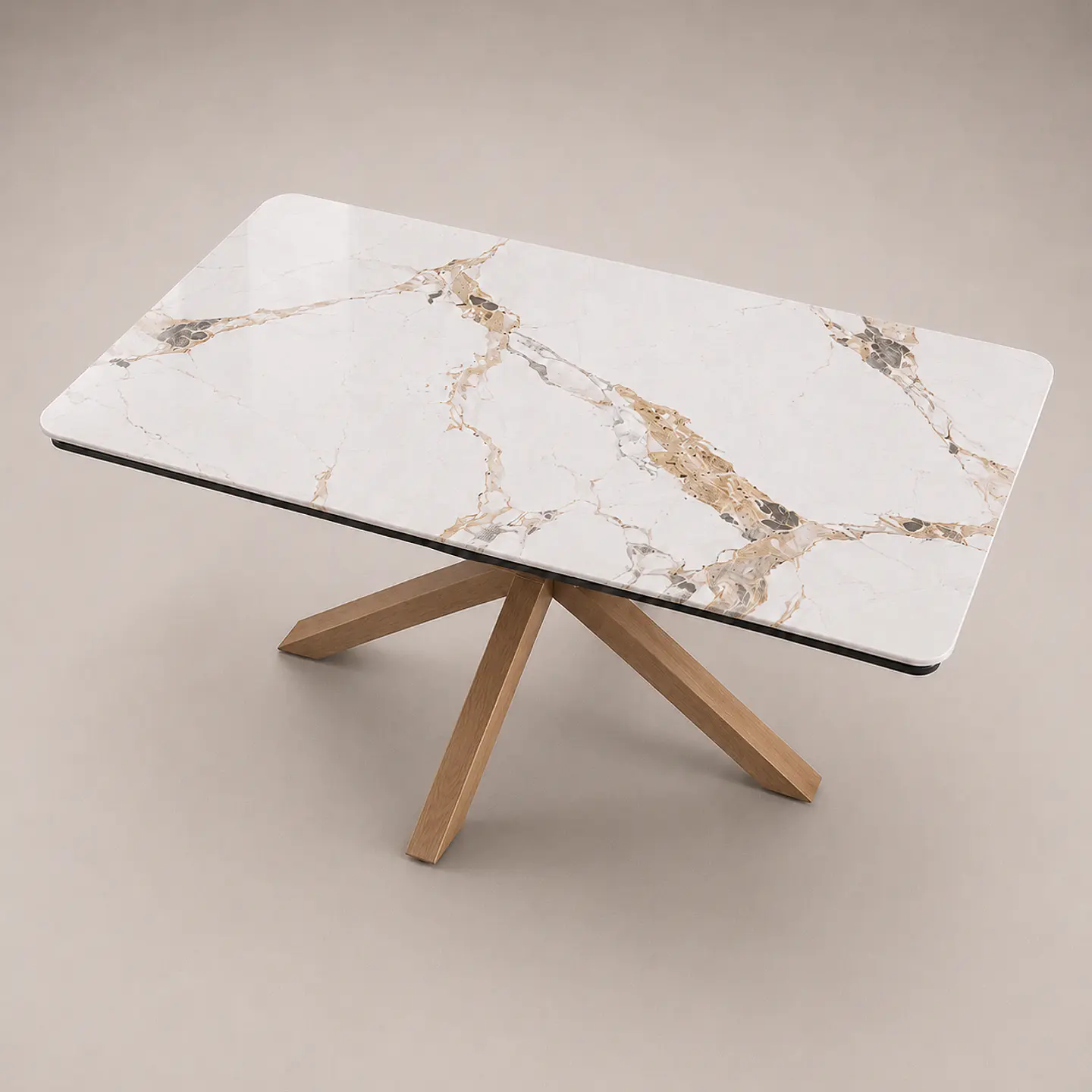 Mesa Ohmioh Rectangular de Cuarzo Calacatta Oak 2