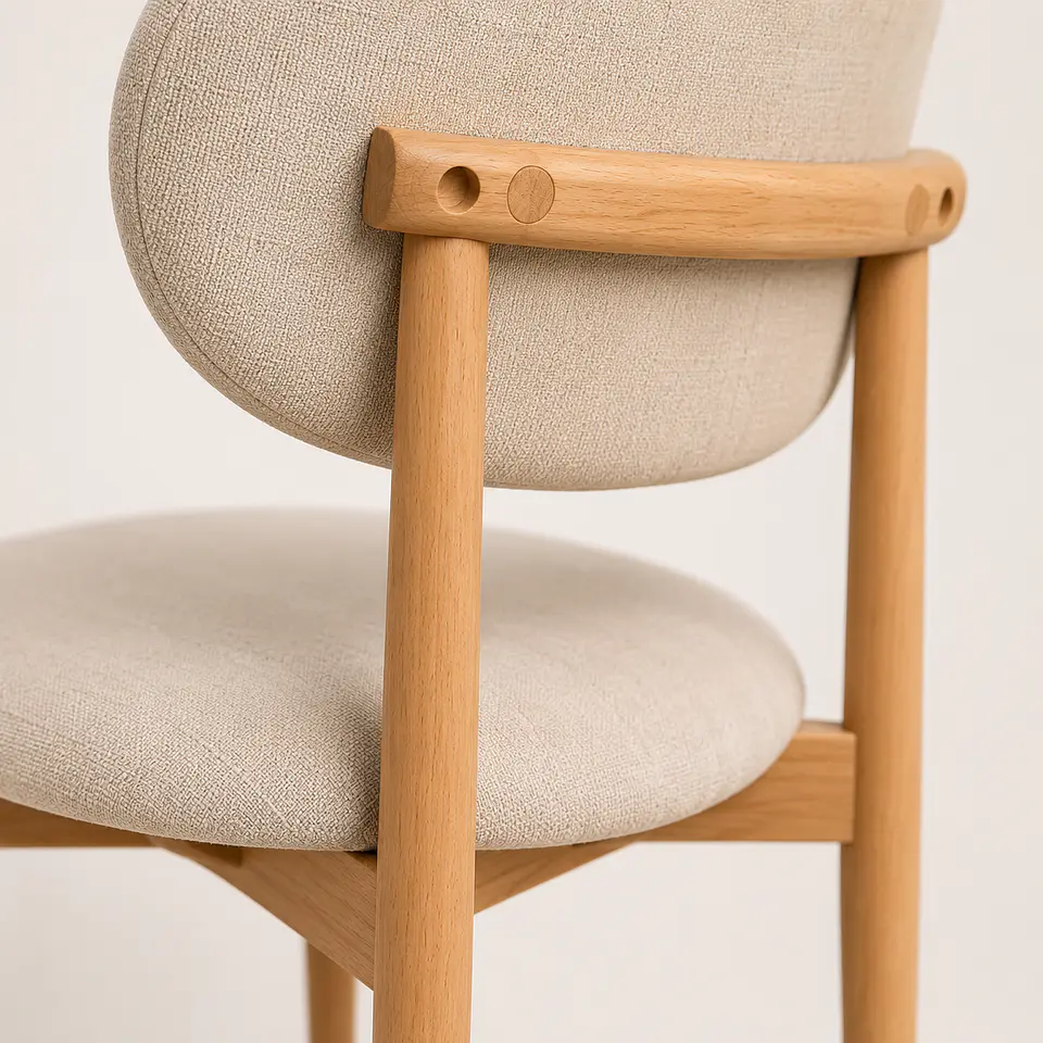 Silla Cesna de Madera Tapiz de Lino  5