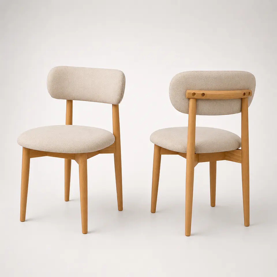 Silla Cesna de Madera Tapiz de Lino  7