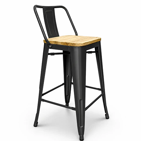 Taburete Tolix Asiento de Madera 64cm