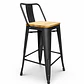 Taburete Tolix Asiento de Madera 64cm - Miniatura 1