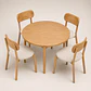 Comedor Mesa Atlas Redonda 100cm + 4 Sillas Atlas de Madera Tapiz de Lino Greige - Miniatura 3