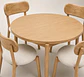 Comedor Mesa Atlas Redonda 100cm + 4 Sillas Atlas de Madera Tapiz de Lino Greige - Miniatura 2