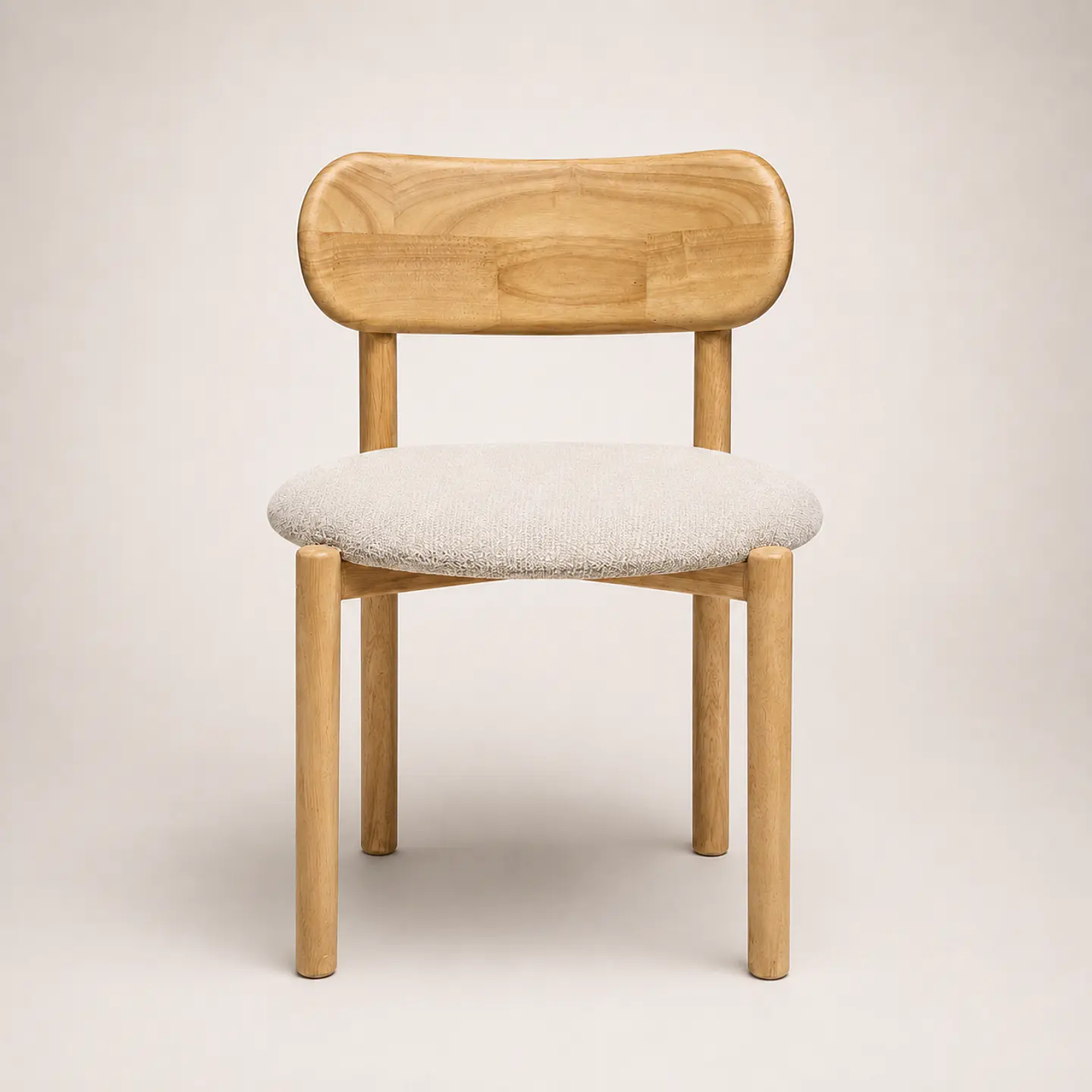 Comedor Mesa Atlas Redonda 100cm + 4 Sillas Atlas de Madera Tapiz de Lino Greige 4