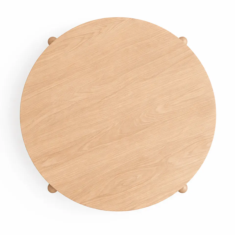 Comedor Mesa Atlas Redonda 100cm + 4 Sillas Atlas de Madera Tapiz de Lino Greige 11
