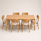 Comedor Mesa Atlas Rectangular 150x90cm + Sillas Atlas de Madera Tapiz de Lino Greige - Miniatura 1