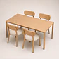 Comedor Mesa Atlas Rectangular 150x90cm + Sillas Atlas de Madera Tapiz de Lino Greige - Miniatura 2