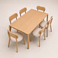 Comedor Mesa Atlas Rectangular 150x90cm + Sillas Atlas de Madera Tapiz de Lino Greige - Miniatura 3