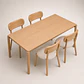 Comedor Mesa Atlas Rectangular 150x90cm + Sillas Atlas de Madera Tapiz de Lino Greige - Miniatura 5
