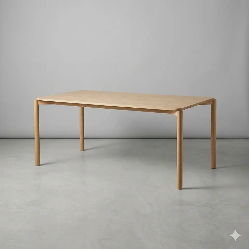Comedor Mesa Atlas Rectangular 150x90cm + Sillas Atlas de Madera Tapiz de Lino Greige 7