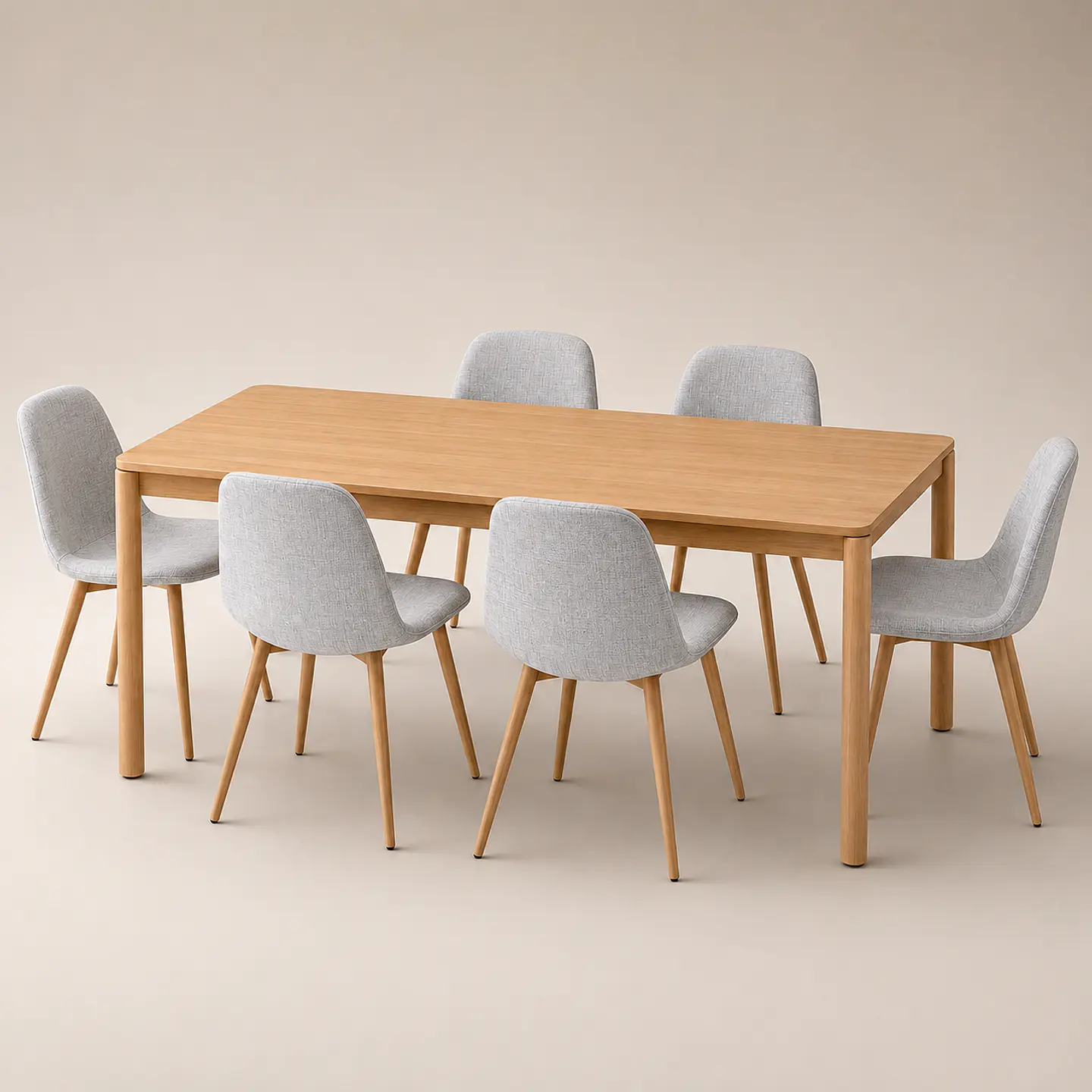 Comedor Mesa Atlas Rectangular 150x90cm + 4 o 6 Sillas Eames de Lino o Felpa 2