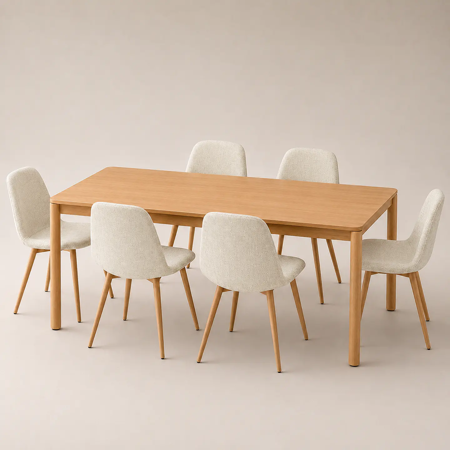 Comedor Mesa Atlas Rectangular 150x90cm + 4 o 6 Sillas Eames de Lino o Felpa 4