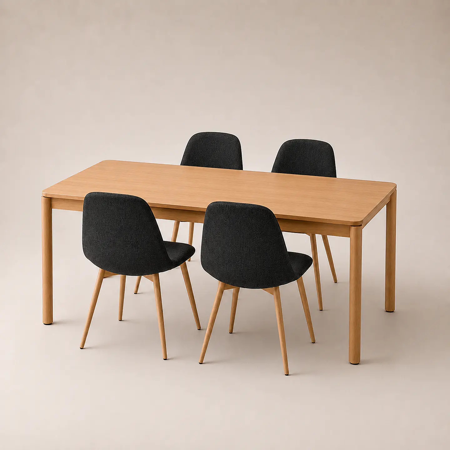 Comedor Mesa Atlas Rectangular 150x90cm + 4 o 6 Sillas Eames de Lino o Felpa 6