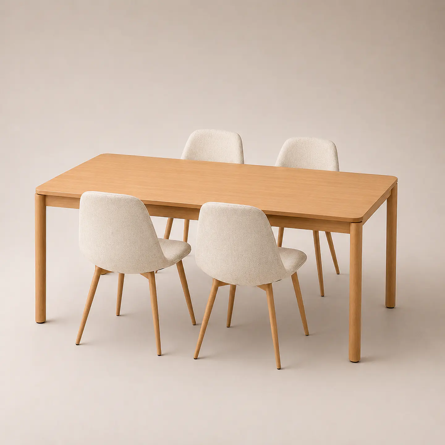 Comedor Mesa Atlas Rectangular 150x90cm + 4 o 6 Sillas Eames de Lino o Felpa 9