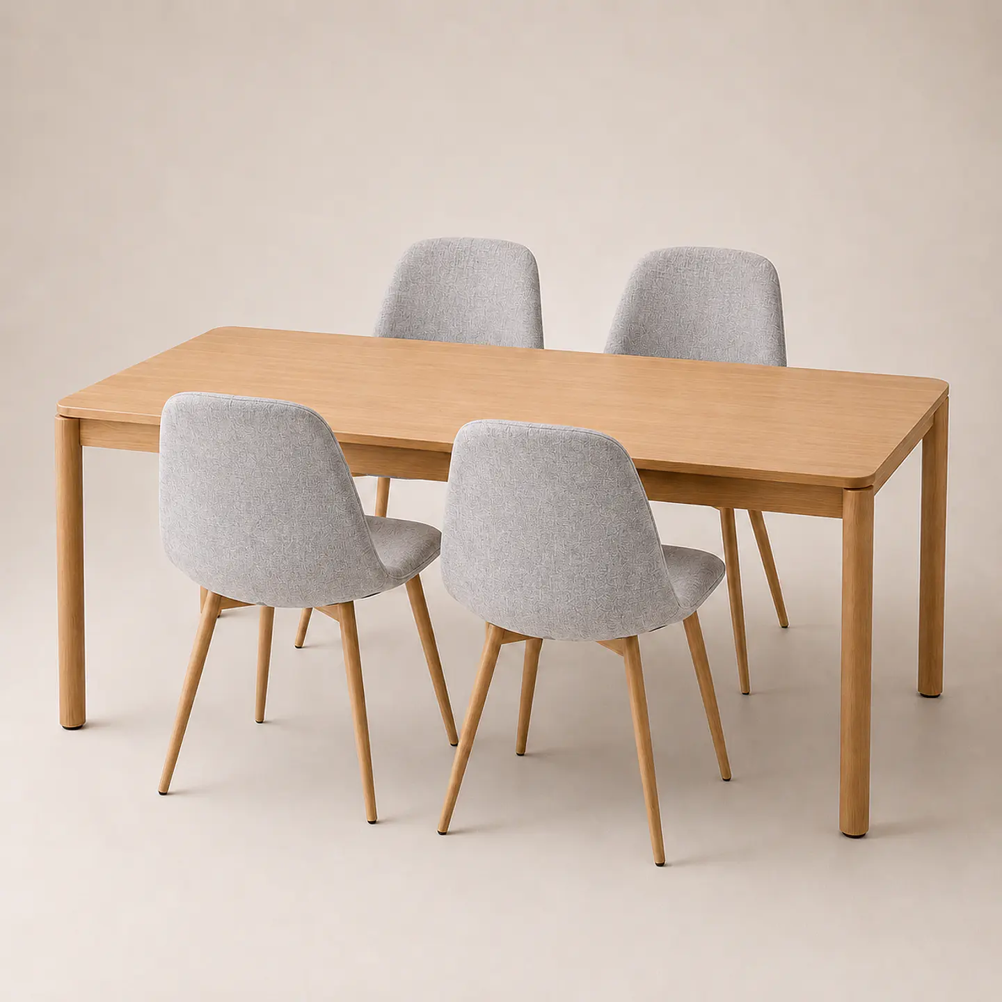 Comedor Mesa Atlas Rectangular 150x90cm + 4 o 6 Sillas Eames de Lino o Felpa 8