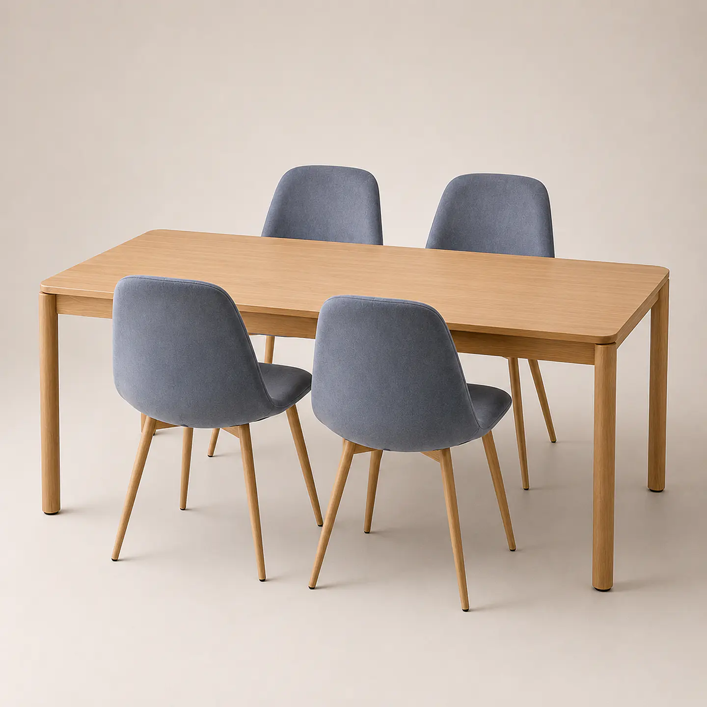 Comedor Mesa Atlas Rectangular 150x90cm + 4 o 6 Sillas Eames de Lino o Felpa 7