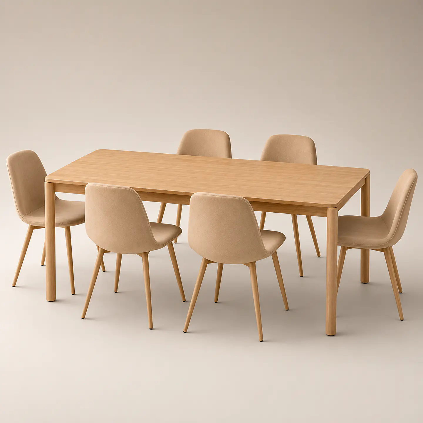 Comedor Mesa Atlas Rectangular 150x90cm + 4 o 6 Sillas Eames de Lino o Felpa 3