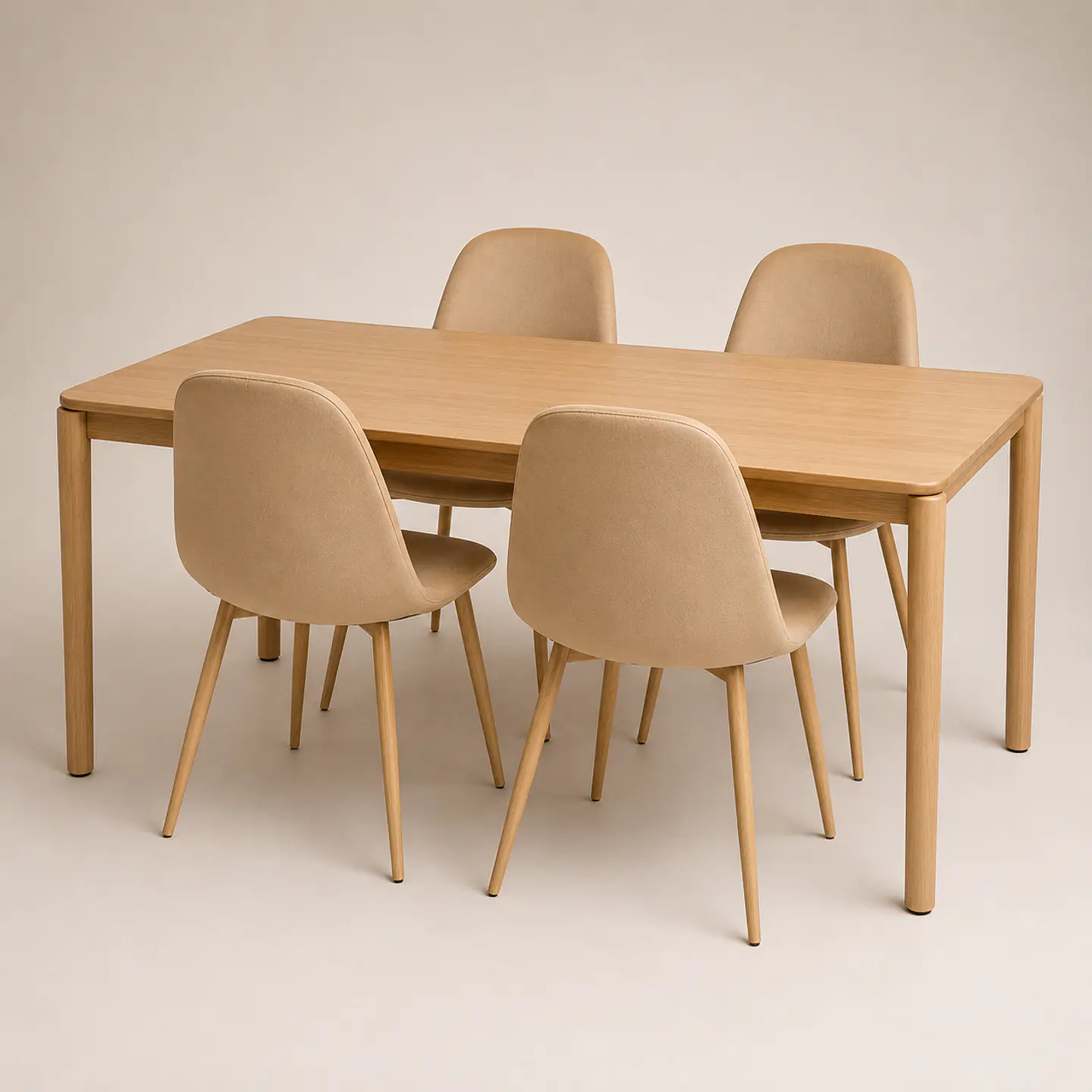 Comedor Mesa Atlas Rectangular 150x90cm + 4 o 6 Sillas Eames de Lino o Felpa 10