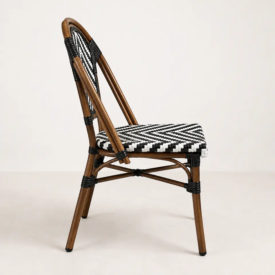 Silla Bistro Parisina Ratan Trenzado Base Nogal 8