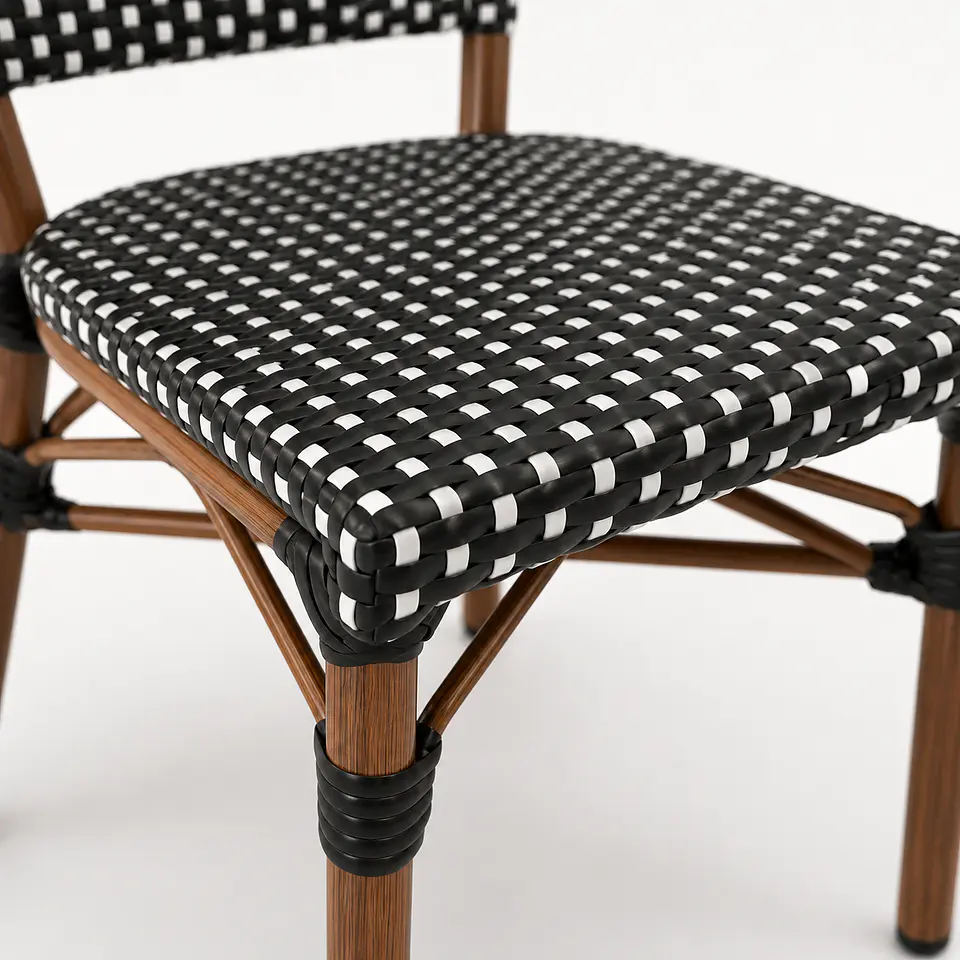 Silla Bistro Parisina Ratan Trenzado Base Nogal 9