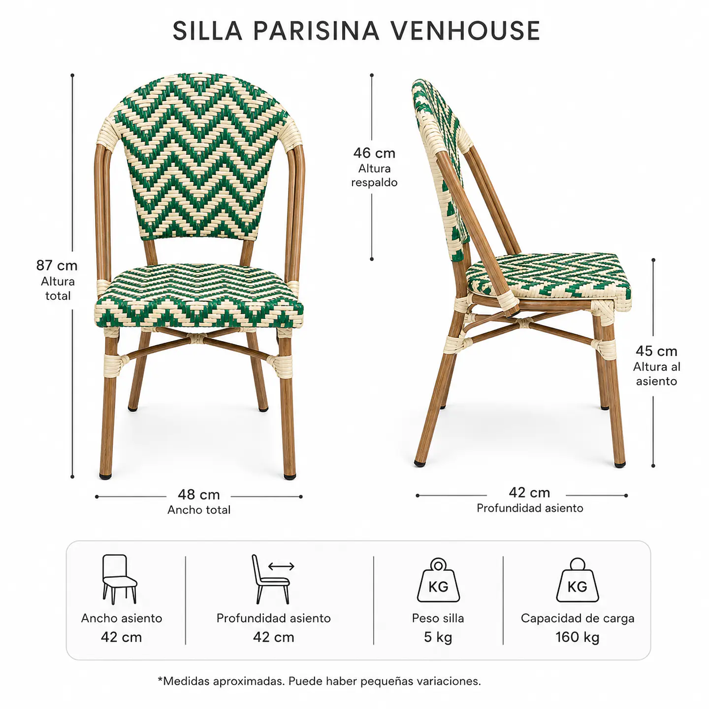 Silla Bistro Parisina Ratan Trenzado Base Natural 13