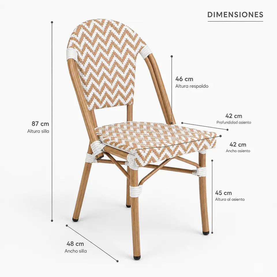 Silla Bistro Parisina Ratan Trenzado Base Natural 14