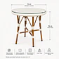 Mesa Redonda Bistro Cubierta Ratan Blanco + Vidrio 70cm Diámetro - Miniatura 3