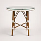 Mesa Redonda Bistro Cubierta Ratan Blanco + Vidrio 70cm Diámetro - Miniatura 1