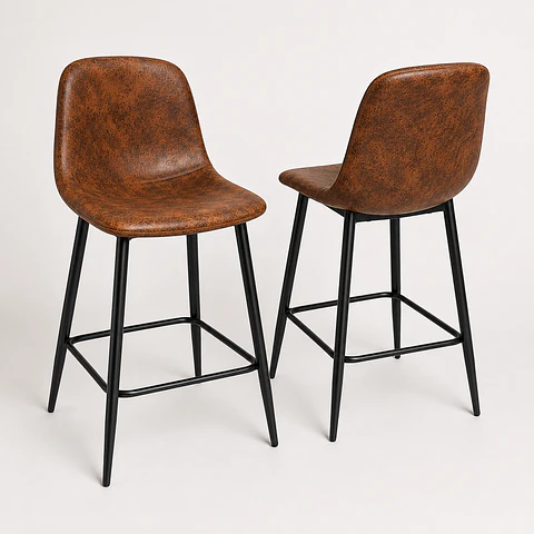 Taburete Eames Ecocuero Café Vintage 65cm