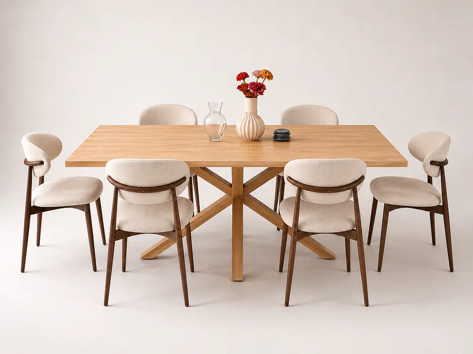 Comedor Ohmioh Rectangular + Sillas Cesna Oak Nogal 2