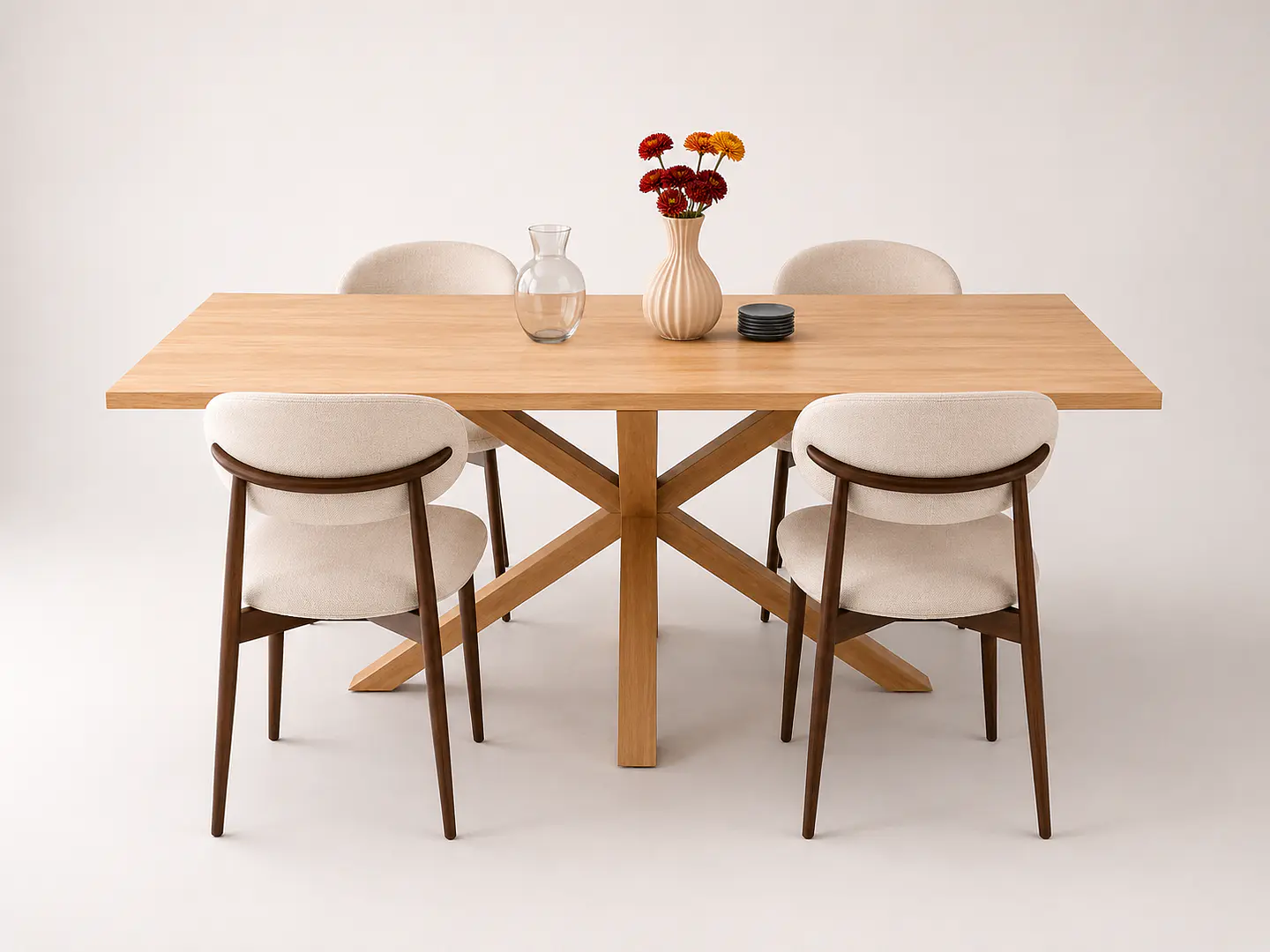 Comedor Ohmioh Rectangular + Sillas Cesna Oak Nogal 5