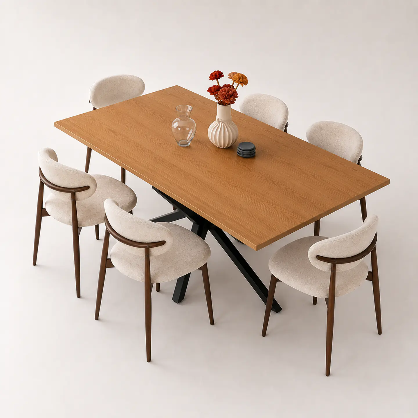 Comedor Ohmioh Rectangular + Sillas Cesna Oak Nogal 3