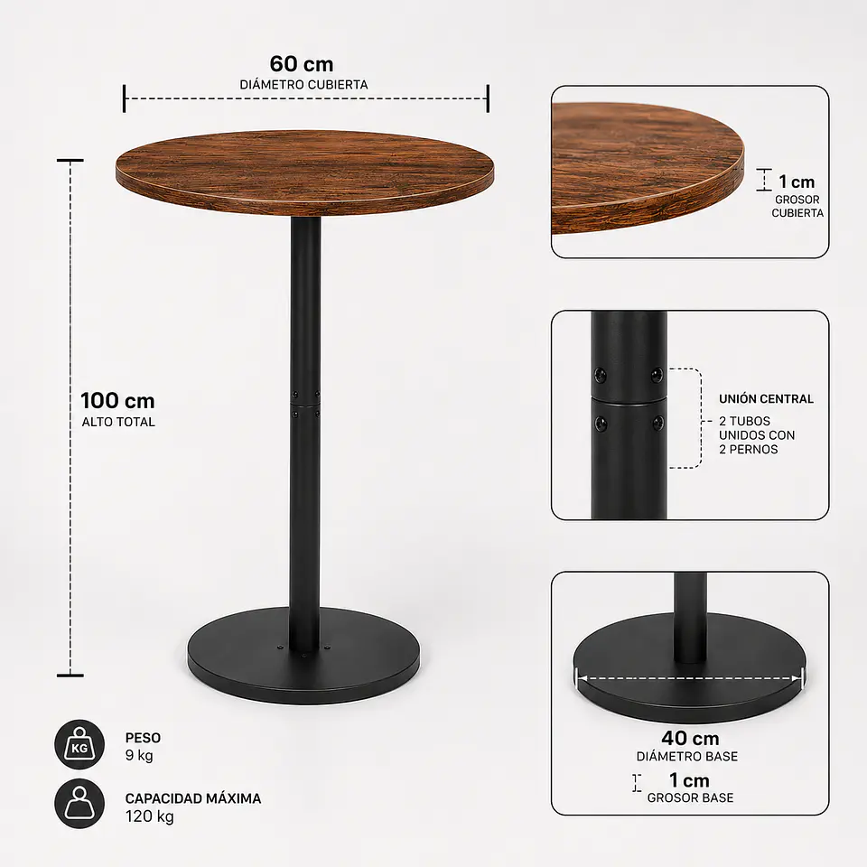 Mesa de Bar Redonda Luca 60 cm 8