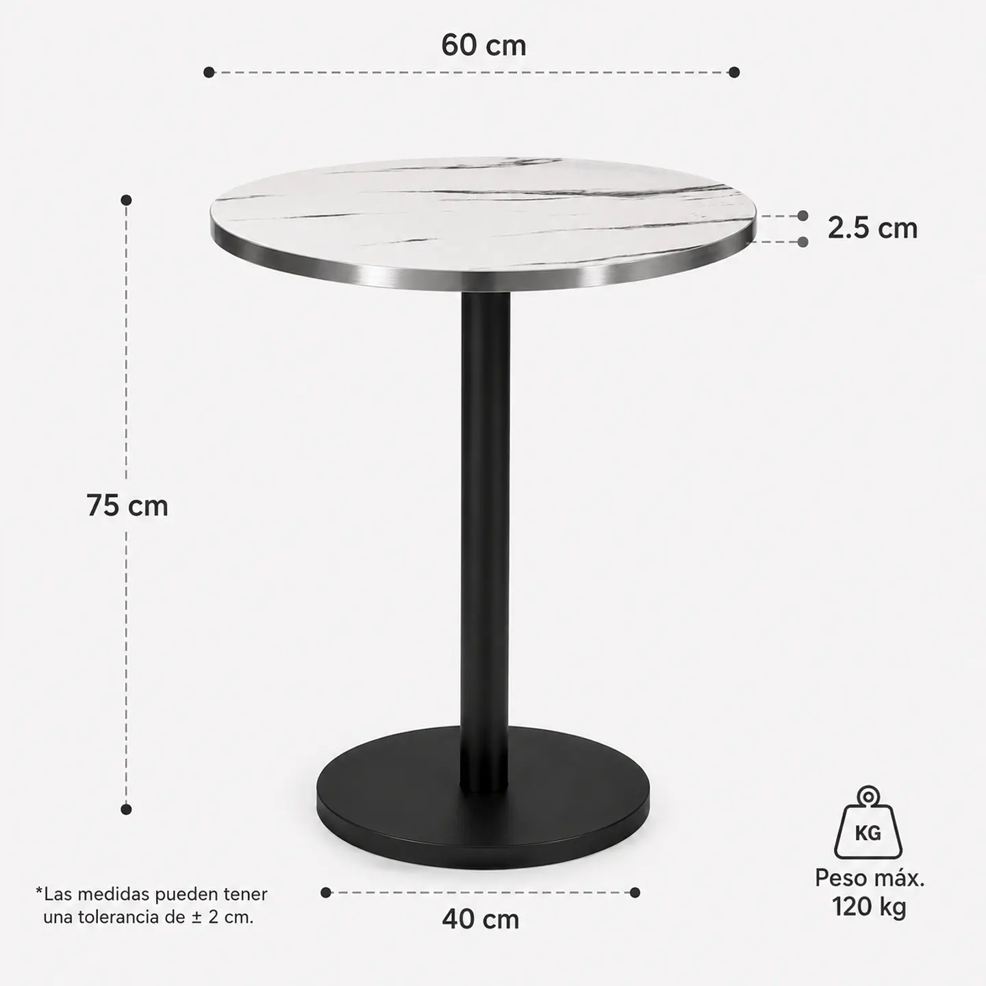 Mesa de alto Trafico Redonda 60cm 5